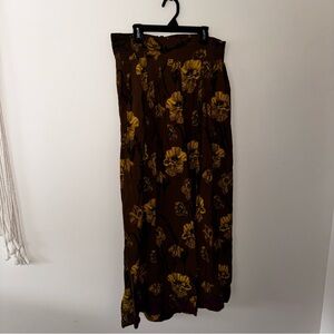 Maeve Brown and Yellow Floral Wide Leg Pants